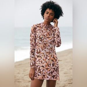SANCTUARY | Jigsaw Petals Mock Neck Swim Dress With Side Slits Anthropologie